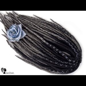 55 Double Ended Black and Grey Wool Dreads